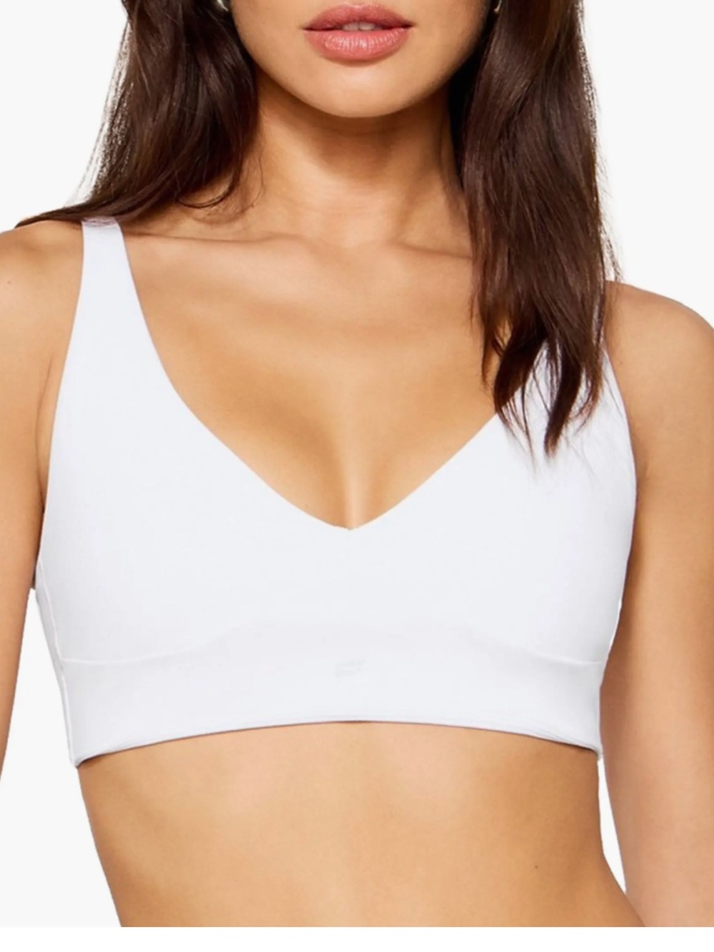 Fabletics Seamless White V-Neck Wireless Bralette
